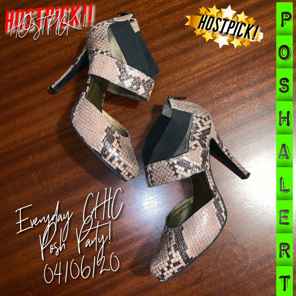 🆕Nine West Snakeskin Strappy Closed Toe Heels